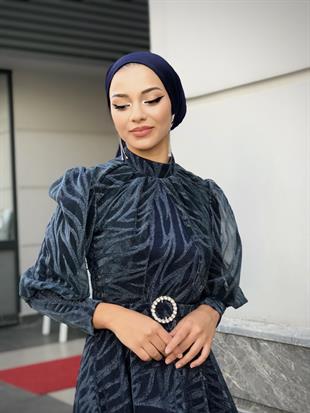 Asena Karpuz Kol Abiye Lacivert