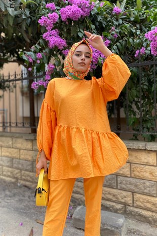 Balon Kol Pantolonlu Takım Kavuniçi