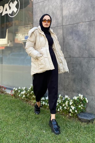 Beli Büzgülü Mont Bej