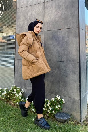 Beli Büzgülü Mont Sütlü Kahve