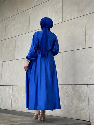 Beli Lastikli Kemerli Saten Abiye Saks
