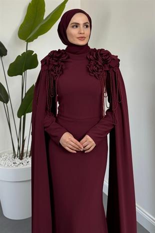 Bellavere Omzu Güllü Abiye Vişne Çürüğü