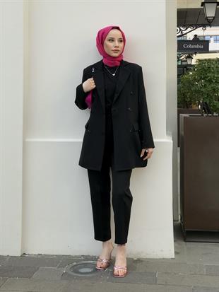 Blazer Ceketli Pantolonlu Takım Siyah