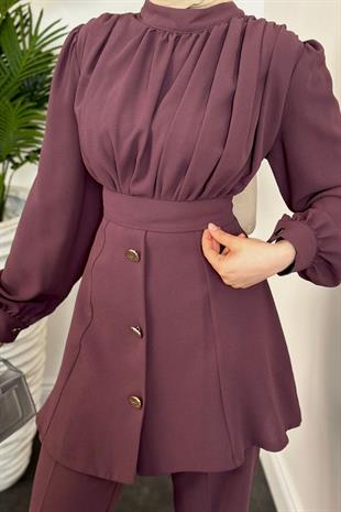 Buğlem Pantolon Takım Mürdüm