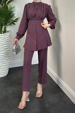Buğlem Pantolon Takım Mürdüm