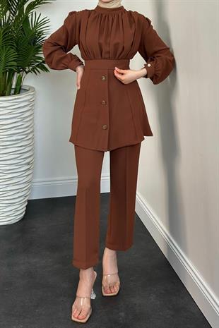 Buğlem Pantolon Takım Taba