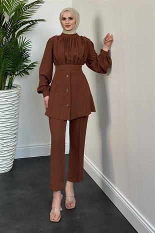 Buğlem Pantolon Takım Taba