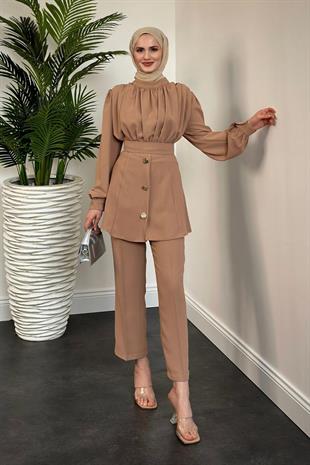 Buğlem Pantolon Takım Vizon