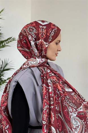 Butterfly Desenli  Şal Bordo