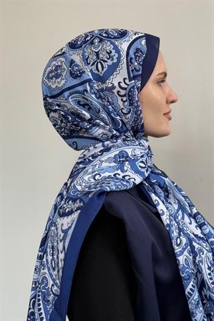 Butterfly Desenli Şal Lacivert