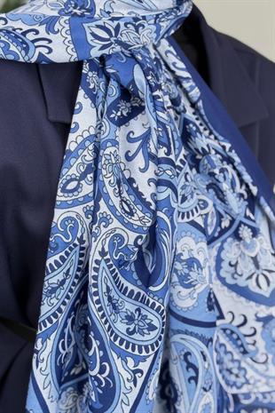 Butterfly Desenli Şal Lacivert