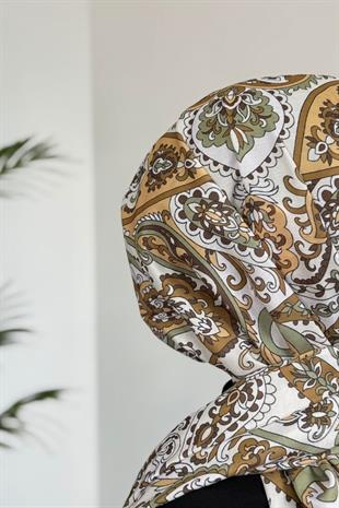 Butterfly Desenli Şal Yağ Yeşili