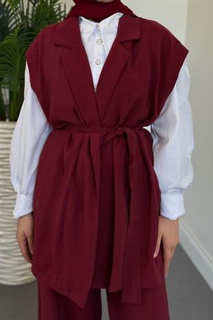 Calandra Yelekli Pantolon Takım Bordo