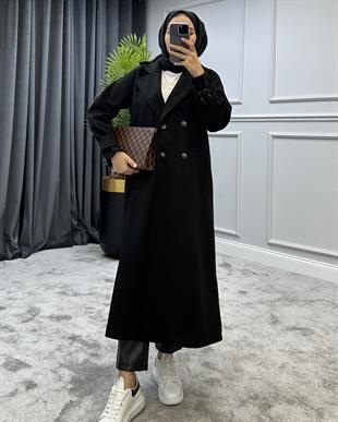 Cara Kolu Kemerli Kaban Siyah