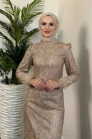 Carina Simli Kalem Abiye Gold