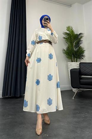 Carolie Kemerli Coton Elbise Mavi