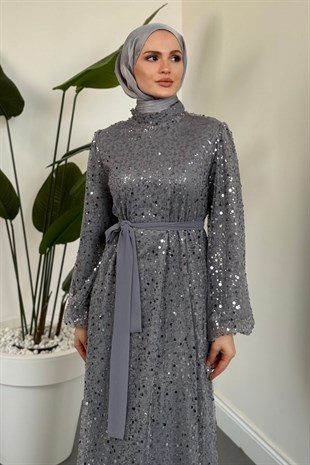 Celeste Pul Payet Abiye Füme