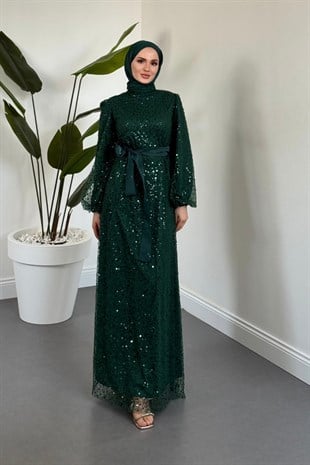 Celeste Pul Payet Abiye Zümrüt