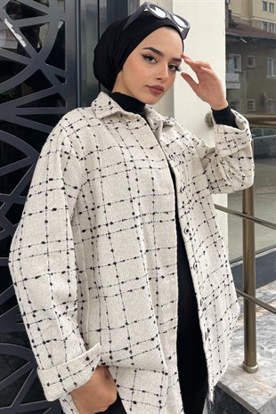 Çizgili Cepli Gömlek Beyaz