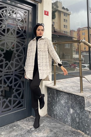 Çizgili Cepli Gömlek Beyaz