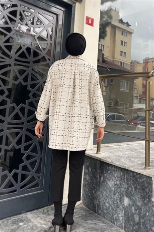 Çizgili Cepli Gömlek Beyaz