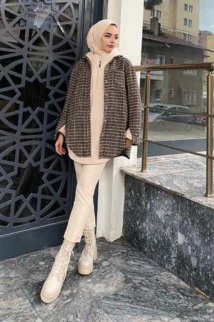 Çizgili Cepli Gömlek Füme