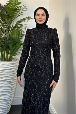 Cora Simli Abiye Siyah
