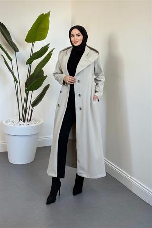 Corann Kapişonlu Kaban Krem