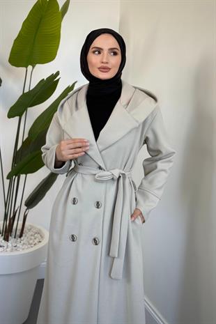 Corann Kapişonlu Kaban Krem