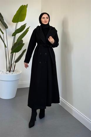 Corann Kapişonlu Kaban Siyah