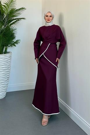 Cormel Çapraz Etek Takım Mürdüm