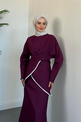 Cormel Çapraz Etek Takım Mürdüm