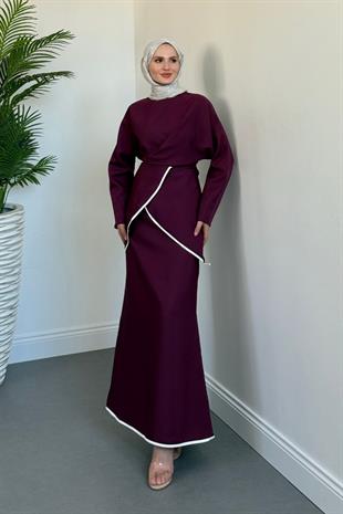 Cormel Çapraz Etek Takım Mürdüm