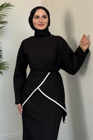 Cormel Çapraz Etek Takım Siyah