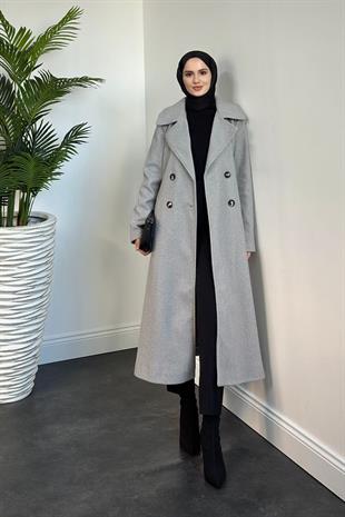 Darell Astarlı Düğmeli Kaban Gri