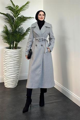 Darell Astarlı Düğmeli Kaban Gri