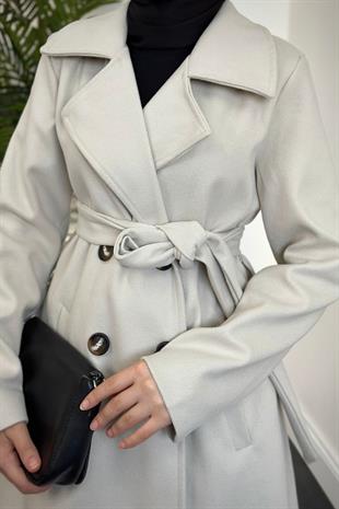 Darell Astarlı Düğmeli Kaban Krem