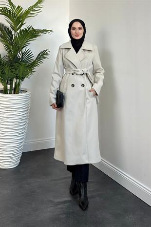 Darell Astarlı Düğmeli Kaban Krem