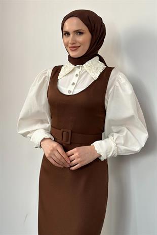 Dilasa Plise Detay Jile Kahverengi