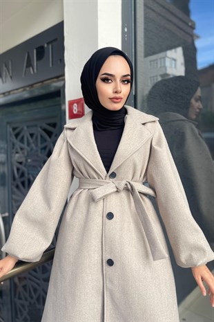 Düğmeli Cepli Kaşe Kaban Taş