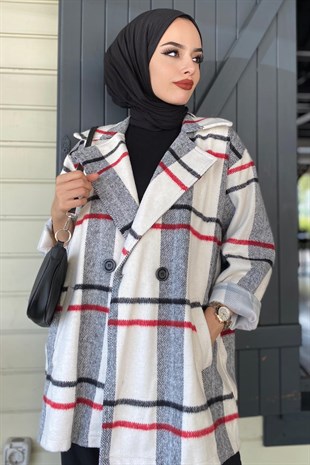 Düz Kaşe Kaban Beyaz