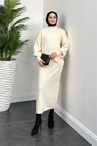 Edwin Jileli Kazak Triko Takım Krem