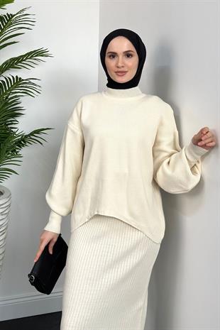 Edwin Jileli Kazak Triko Takım Krem
