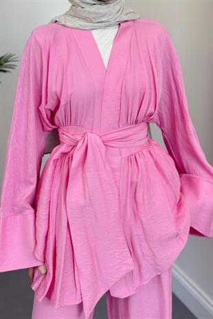 Eftelya Geniş Kemerli Takım Pembe