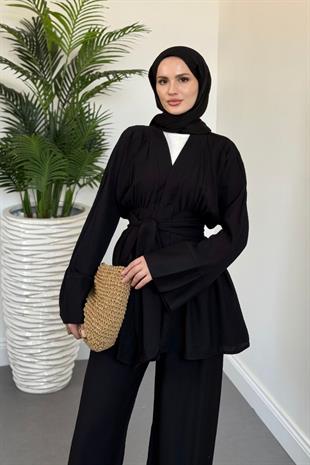 Eftelya Geniş Kemerli Takım Siyah