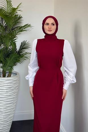Elica Kalem Elbise Bordo