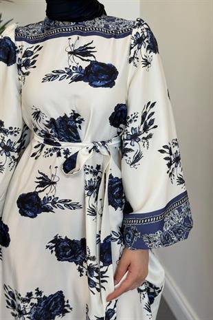 Ellarose Saten Elbise Lacivert
