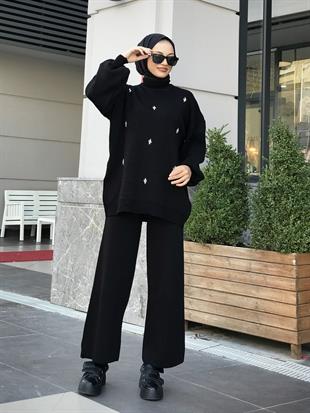 Ellie Tesettür Triko Takım Siyah
