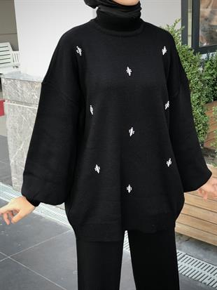 Ellie Tesettür Triko Takım Siyah