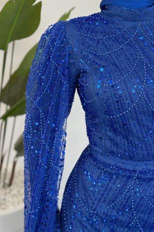 Eloria Pelerinli Boncuk İşlemeli Abiye Sax